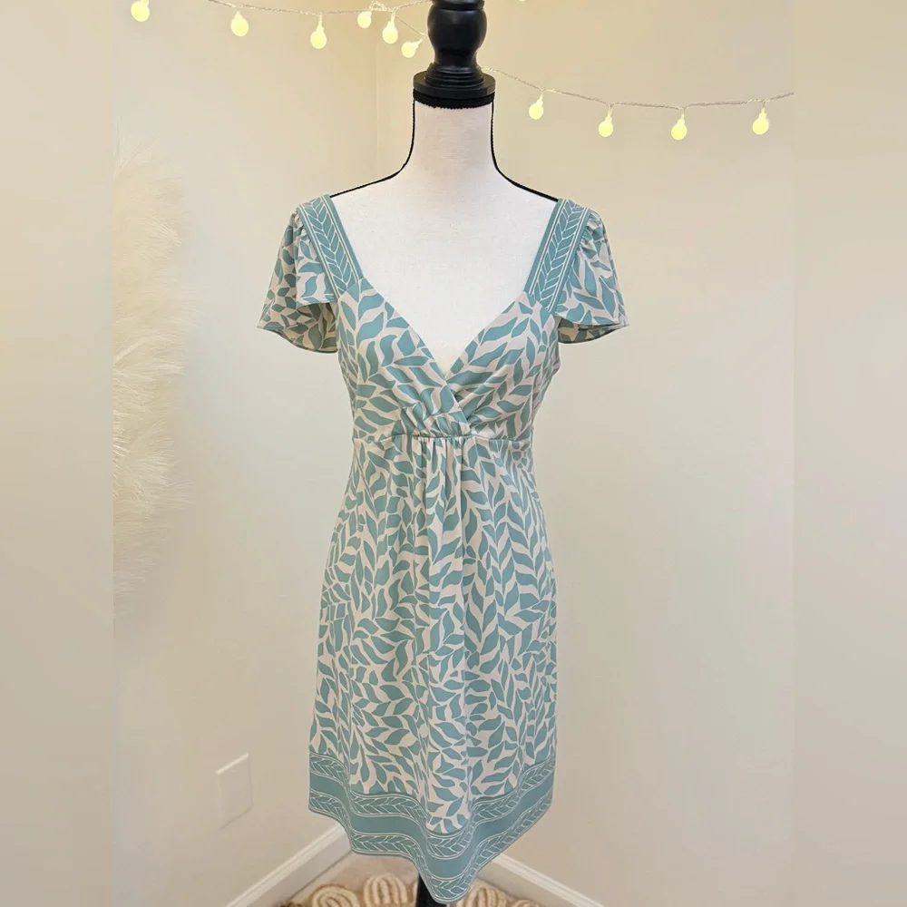 🌾 BCBG MaxAzria Smokey Blue Flutter Sleeve Sundress